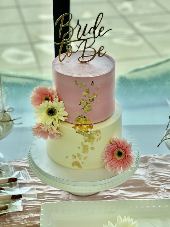 2 Tier Gold Leaf Bridal Shower Cake