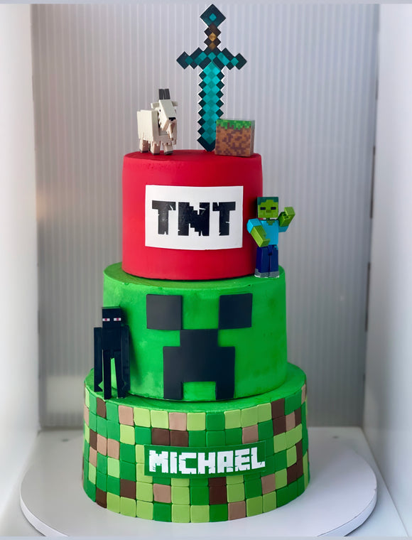 3 Tier Minecraft Cake
