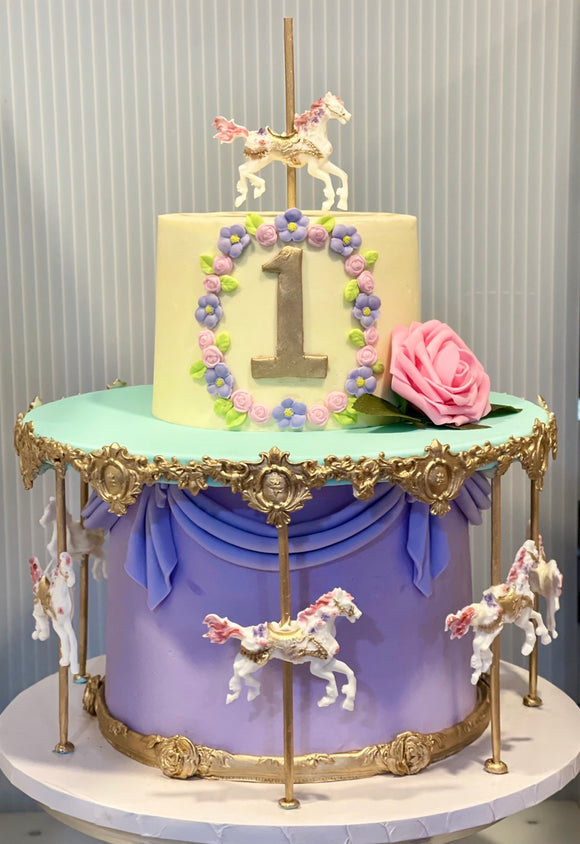 2 Tier Carousel Birthday Cake