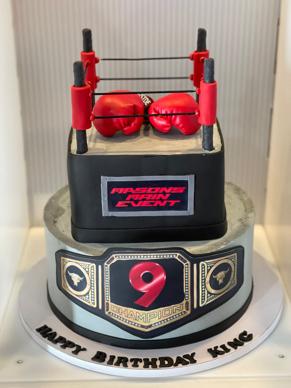 2 Tier Boxing Birthday Cake
