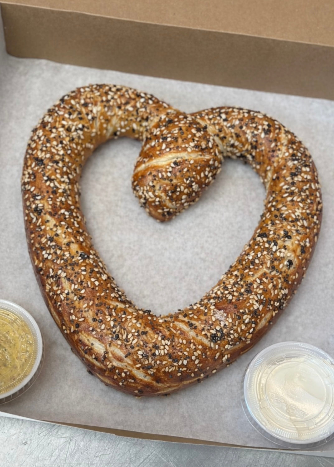 XL Everything Bagel Heart Pretzel