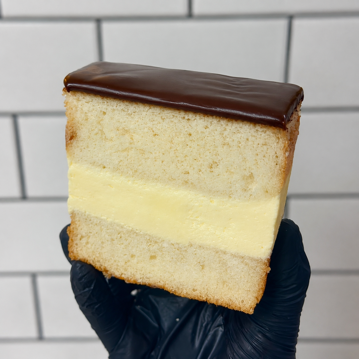 Boston Cream Donut Cake Slice