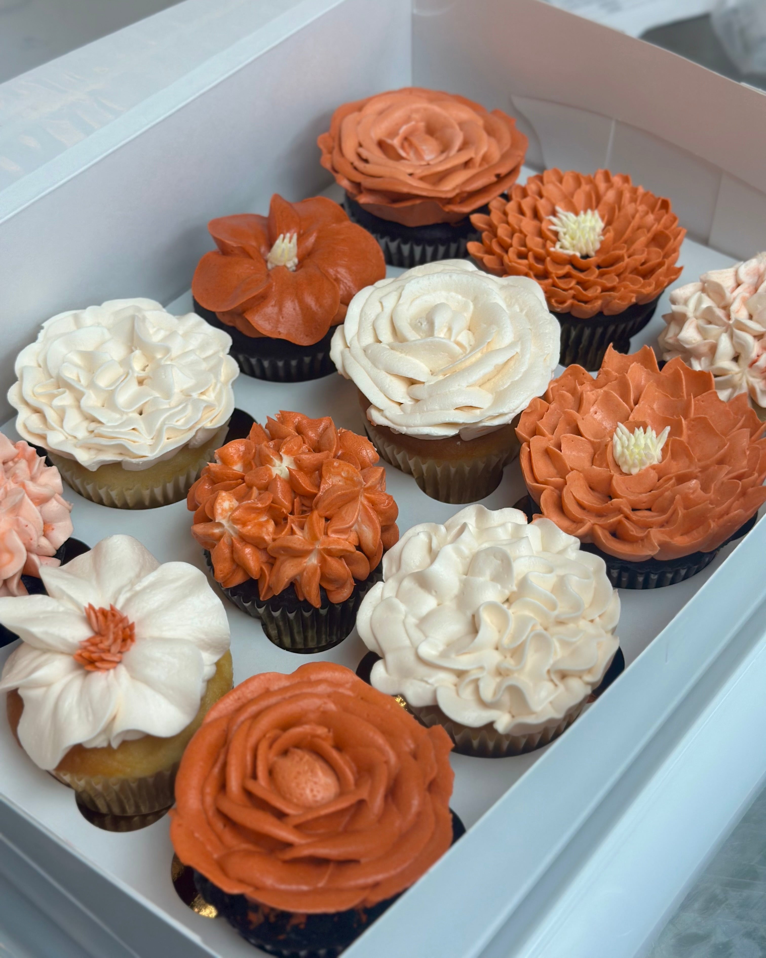 White & Terracotta Florals