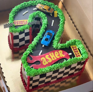 Hot Wheels Number Cake