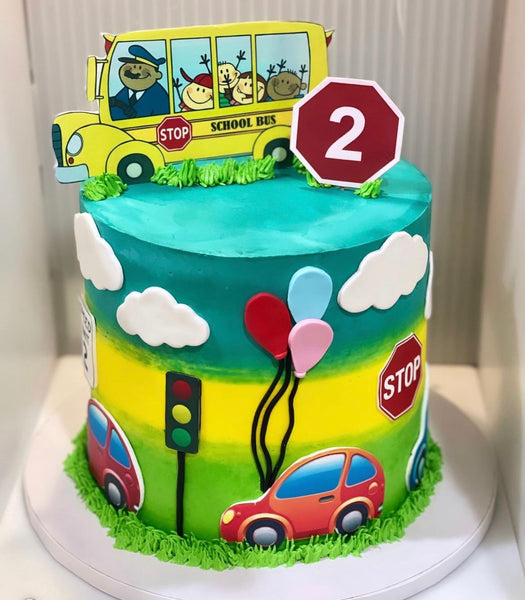Baby Bus icing image Ombre Cake – BakeAvenue