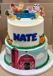 2 Tier Barnyard Friends Birthday Cake