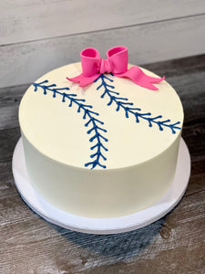 Gender Reveal Baseball Cake